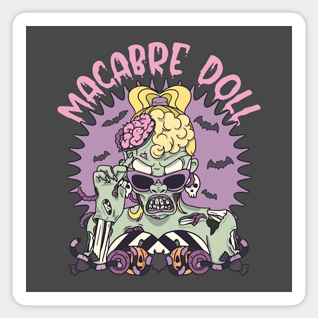 Macabre Doll Zombie Girl Sticker by Tip Top Tee's